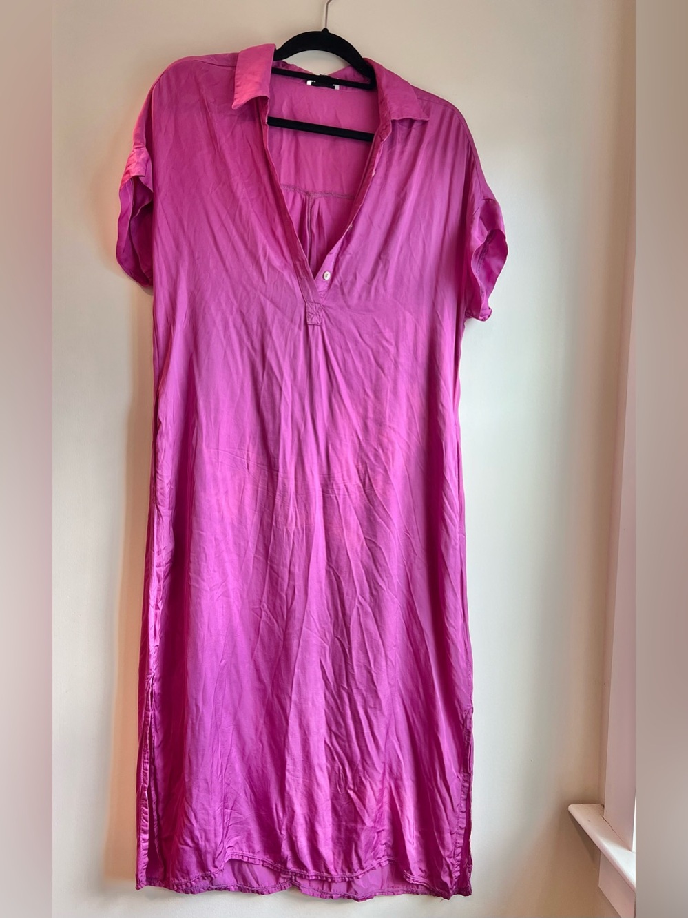 Women's Pink V-Neck Shift Dress Top